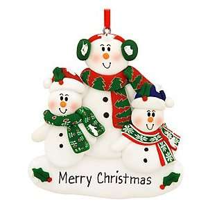  Personalized Snowman Parent With 2 Children Ornament
