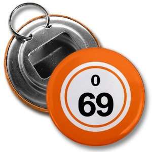 Creative Clam Bingo Ball O69 Sixty nine Orange 2.25 Inch Button Style 