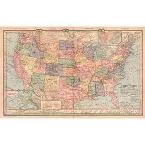  Montieth 1885 Antique Map of the United States Office 