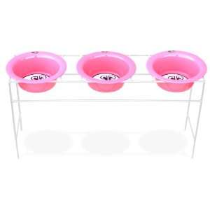   Modern Diner Stand with 64oz Stainless Steel Dog Bowls in Bubblegum