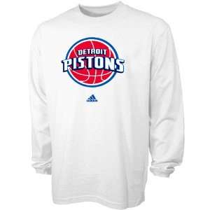 adidas Detroit Pistons White Prime Logo Long Sleeve T shirt  