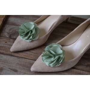  Sage Green Flower Shoe Clips Beauty