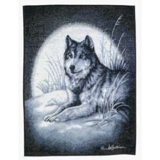  Biederlack B2303 Wolf And Moon Throw Blanket   60 X 80 