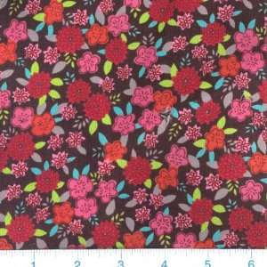  54 Wide Stretch Corduroy Rosie Posie Brown Fabric By The 