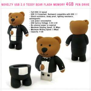 USB 2.0 Flash Memory Bear Thumb Drive 4 8 16 32 GB  