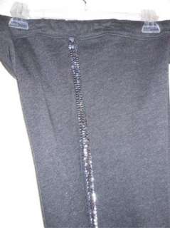 GRAY Twisted Heart Sequin Side Trim Leggings L NWT  