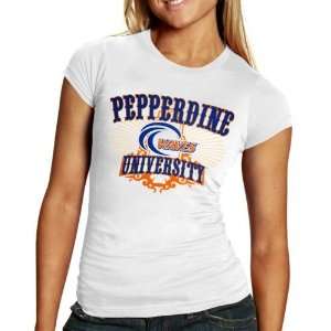  Pepperdine Waves Ladies White Sunburst T shirt