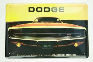 Einzigartiges Blechschild über ein Dodge Charger 500 der 1970er Jahre 