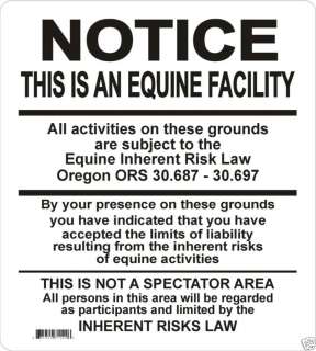 Oregon Supplemental Equine Signs Many More Signs Avail  