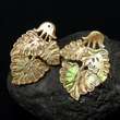  Oyster SHELL CARVED Floral Design Earring Pair ~ Hand carved 4.16 g