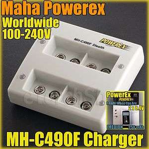 Maha PowerEx MH C490F 4 Bank Fast 9v Volt Charger 2x 8.4v 250mAh 