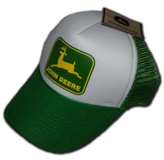 John Deere Deer Green & White Mesh Back Trucker Hat Cap  