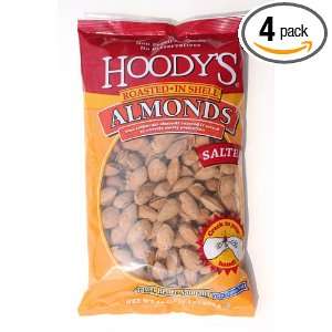 Hoodys Almonds, In Shell Roasted Salted, 16 Ounce Bags (Pack of 4 