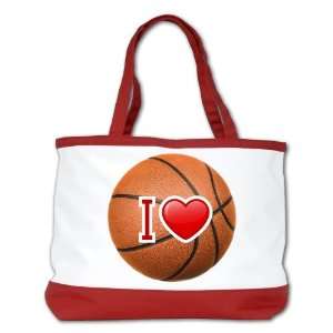    Shoulder Bag Purse (2 Sided) Red I Love Basketball 