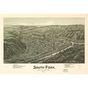 Historic Panoramic Map South Fork, Cambria County, Pennsylvania 1900 