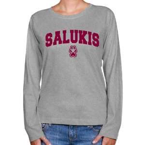 Southern Illinois Salukis Ladies Ash Logo Arch Long Sleeve Classic Fit 