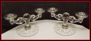 US Glass 1930s 2 Double Candlestick Candelabra Parkwood  