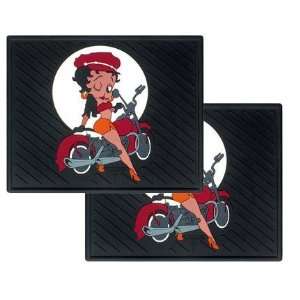  2 Utility Rubber Floor Mats   Betty Boop on Motorcycle 