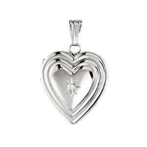  Jewelry Locker Sterling Silver Heart Locket with Diamond 