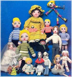 Vintage Stuffed Rag Dolls & Clothes Knitting Patterns  