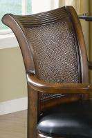 New Traditional Bar Stool 29 W/ Leather Seat, Footrest, Arms & Faux 
