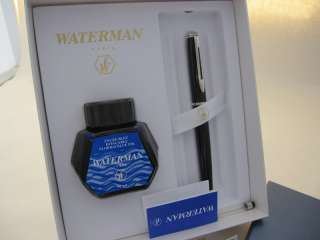 WATERMAN HEMISPHERE BLACK FOUNTAIN PEN INK GIFT BOX  