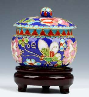 CHINESE OLD CRAFT GOLD PLATED CLOISONNE TEA CADDY 5251  