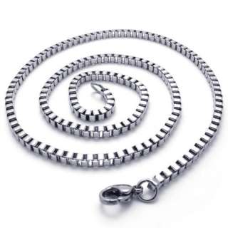 4mm 10 36 Silver Tone Mens Stainless Steel Necklace Box Chain 
