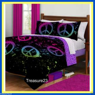 Peace Signs Girls Teen FULL Bed In A Bag Bedding Set  