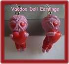VOODOO DOLL earrings PINK heart Goth Psychobilly