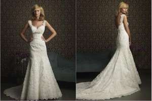 New White Lace Train Diamond Prom Bride Wedding Dresses size 2 4 6 8 