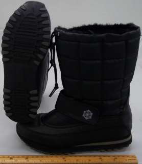 WOMENS THINSULATE NELLY WINTER BOOT BLACK SHERPA QUILTING VELCRO NWOB 