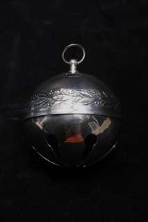 Wallace 1971 Silverplate Christmas Sleigh Bell Ornament Holly Motif 