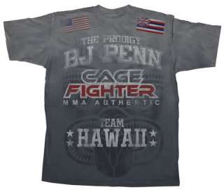 BJ PENN Cage Fighter Gray Authentic UFC T shirt MMA New  