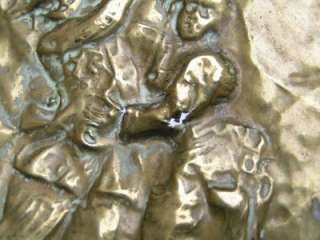 Antique embossed repousse bronze plaque. Unframed, Sgd  