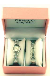 DENACCI Watch & Bracelet Jewellery Collection Gift Set (Silver)  