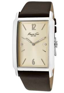 Kenneth Cole Watch KC1520BN Mens Champagne Dial Dark Brown Leather 