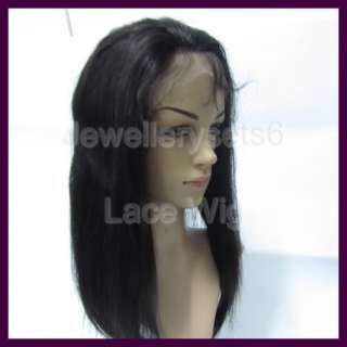 100% Indian Remy Hair 16 Front Lace Wig Natural Black  