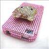 Bling pink 3D hellokitty back front hard case cover for iphone 4 
