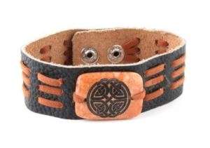 Leather Bracelet   Celtic Knot Design  