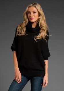 VINCE Cable Yoke Sweater in Black 