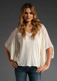 TESTAMENT Tribal Chiffon Flutter Tee in Cream  