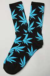 HUF The Plant Life Socks in Black & Cyan Blue