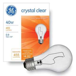 GE40 Watt Crystal Clear A19 General Purpose Incandescent Light Bulb (2 