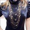 vtg style jewellery antique gold plated pearl multi chain strand long 