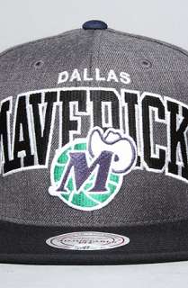 Mitchell & Ness The Dallas Mavericks Arch Logo G2 Snapback Hat in Gray 