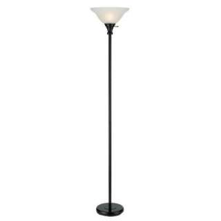 CAL Lighting 70 In. Black Metal Torchiere With Glass Shade (BO 213 BK 