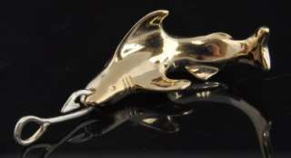 Estate Vtg 14K Gold Shark 3D Animal Fish Charm Pendant  