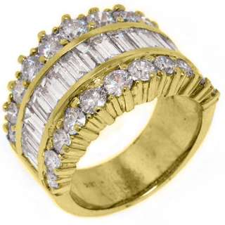 68 CARAT WOMENS BAGUETTE ROUND CUT DIAMOND RING WEDDING BAND YELLOW 