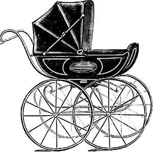 Baby Carriage Antique Stroller rubber stamp 1.75 WM  